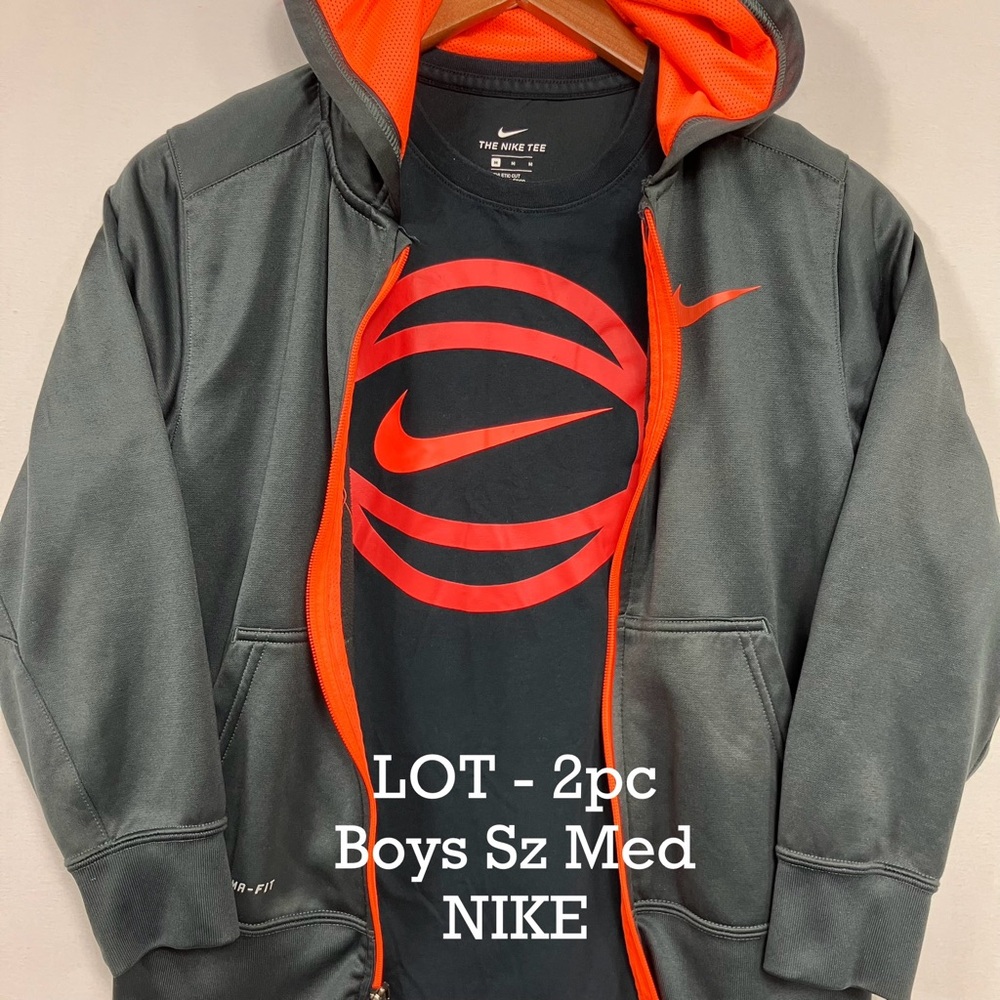 📦Nike Boys Black & Orange Hoodie & Tee Set Med CLEARANCE + discount shipping